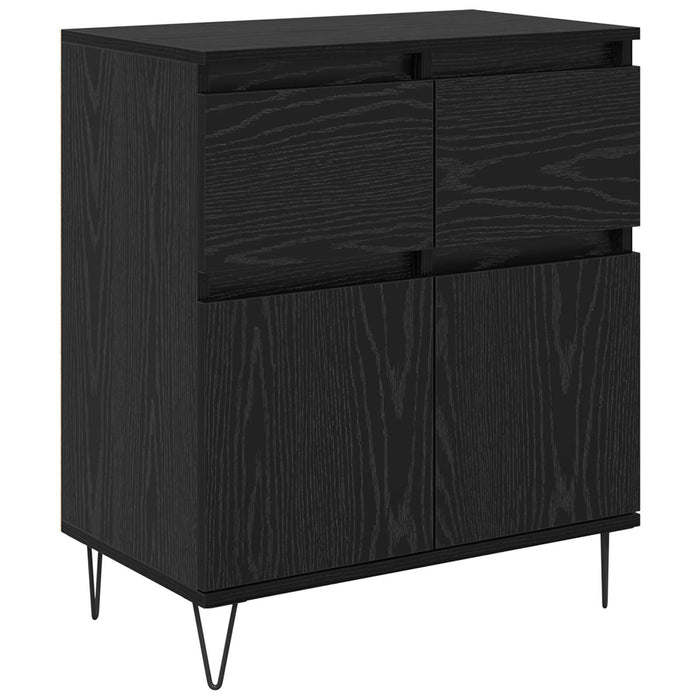 Bufet Stejar Negru 60 x 35 x 70 cm Lemn Ingineresc și Fier - WALTI WALTI