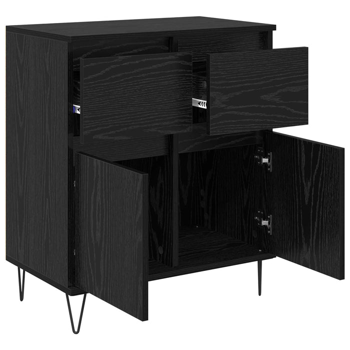 Bufet Stejar Negru 60 x 35 x 70 cm Lemn Ingineresc și Fier - WALTI WALTI