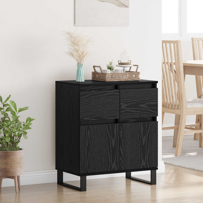 Bufet Stejar Negru 60 x 35 x 70 cm Lemn Ingineresc și Fier - WALTI WALTI