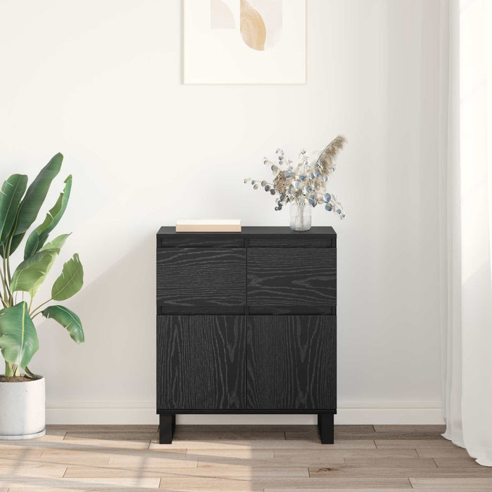 Bufet Stejar Negru 60 x 35 x 70 cm Lemn Ingineresc și Fier - WALTI WALTI