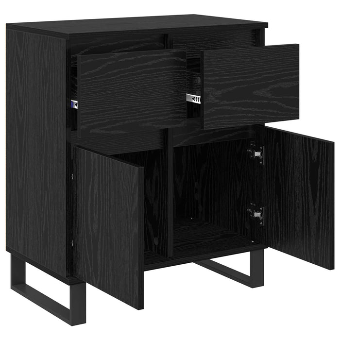 Bufet Stejar Negru 60 x 35 x 70 cm Lemn Ingineresc și Fier - WALTI WALTI