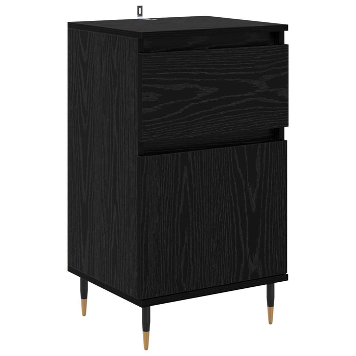 Bufet Stejar Negru 40 x 35 x 70 cm Lemn Ingineresc și Fier - WALTI WALTI