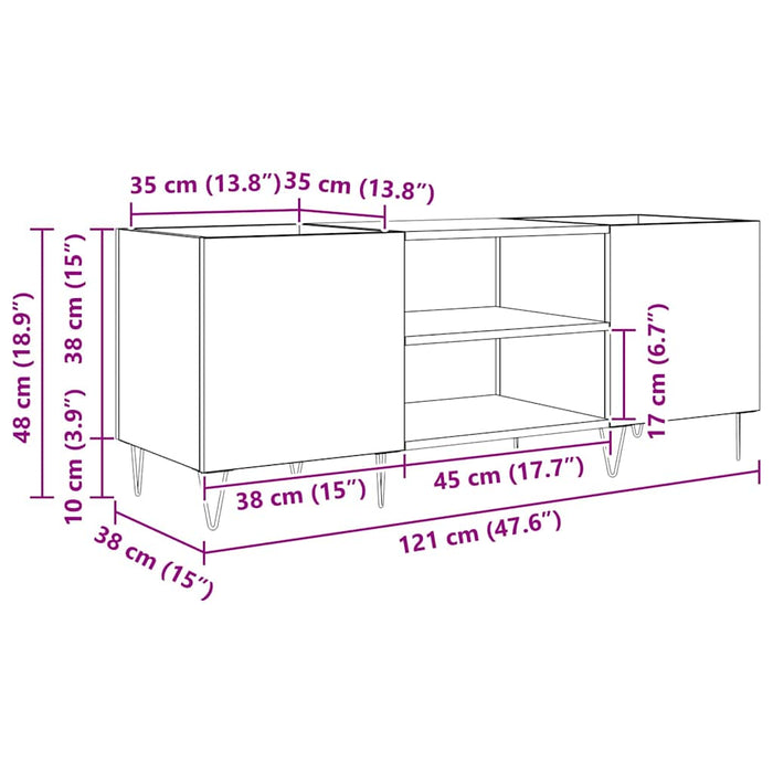 Dulap pentru discuri de vinil Stejar Negru 121 x 38 x 48 cm - WALTI WALTI