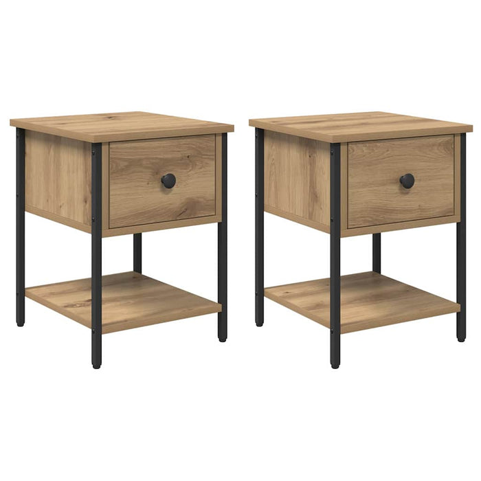 Noptieră 2 pcs Stejar Artizanal 34 x 35,5 x 45 cm Lemn compozit - WALTI WALTI