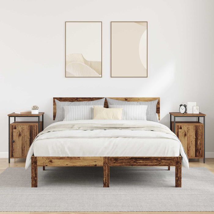 Dulap de noapte 2 pcs Lemn vechi 40 x 42 x 60cm Lemn compozit - WALTI WALTI