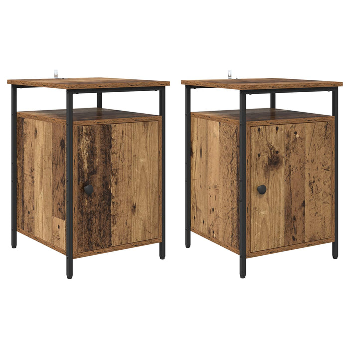Dulap de noapte 2 pcs Lemn vechi 40 x 42 x 60cm Lemn compozit - WALTI WALTI