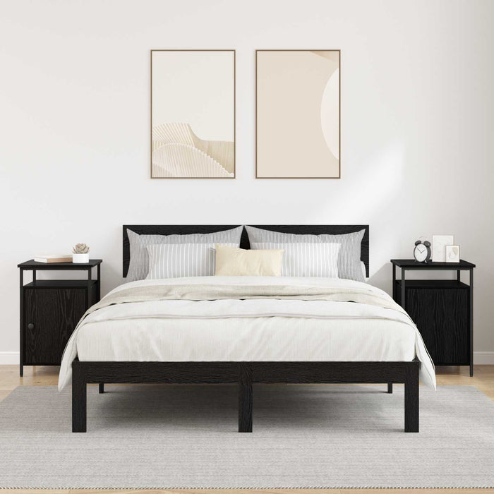 Dulap de noapte 2 pcs Stejar Negru 40 x 42 x 60cm Lemn compozit WALTI