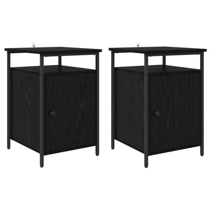 Dulap de noapte 2 pcs Stejar Negru 40 x 42 x 60cm Lemn compozit WALTI
