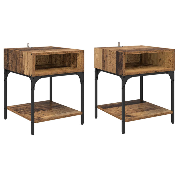 Noptieră 2 pcs Lemn vechi 40 x 40 x 50 cm Lemn compozit WALTI