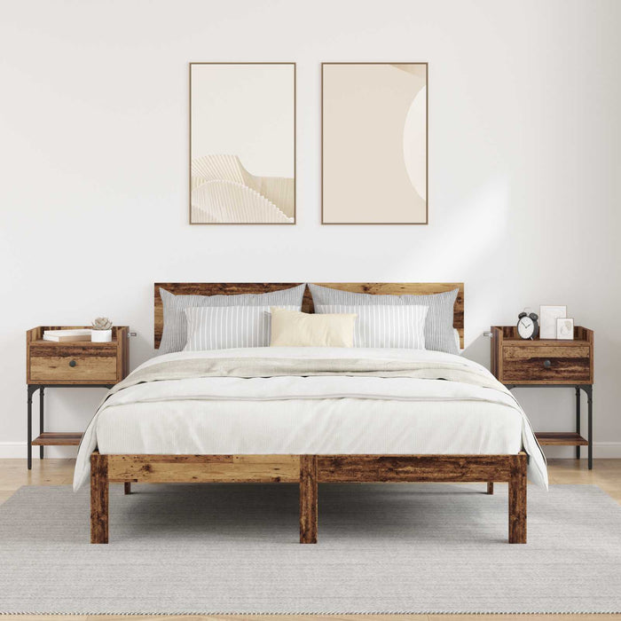 Noptieră 2 pcs Lemn vechi 40 x 29 x 60 cm Lemn compozit WALTI