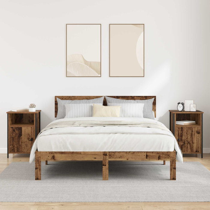 Dulap de noapte 2 pcs Lemn vechi 40 x 42 x 60 cm Lemn compozit - WALTI WALTI