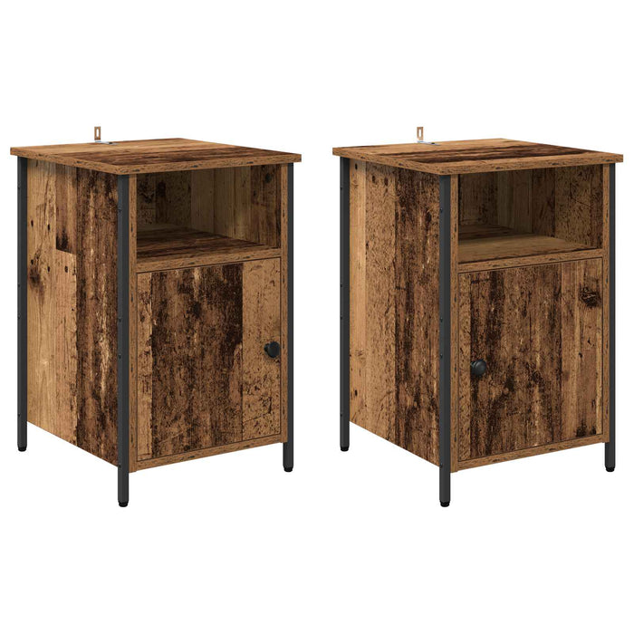 Dulap de noapte 2 pcs Lemn vechi 40 x 42 x 60 cm Lemn compozit - WALTI WALTI