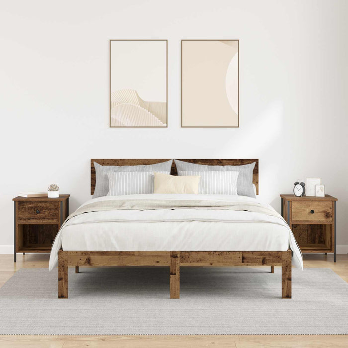 Dulap de noapte 2 pcs Lemn vechi 40 x 42 x 50 cm Lemn compozit WALTI