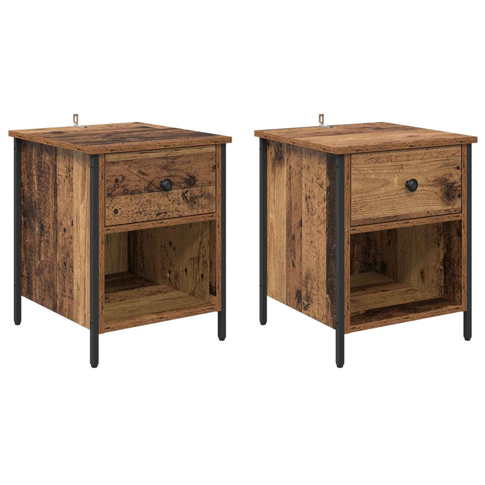 Dulap de noapte 2 pcs Lemn vechi 40 x 42 x 50 cm Lemn compozit WALTI