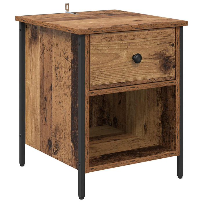 Dulap de noapte 2 pcs Lemn vechi 40 x 42 x 50 cm Lemn compozit WALTI