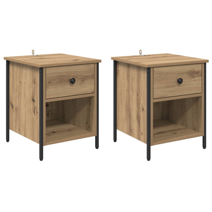 Dulap de noapte 2 pcs Stejar Artizanal 40 x 42 x 50 cm - WALTI WALTI