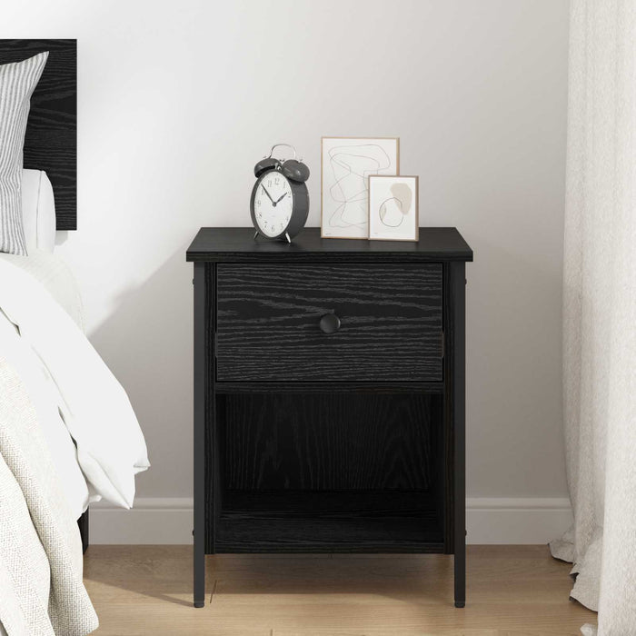 Dulap de noapte Stejar Negru 40 x 42 x 50 cm Lemn compozit WALTI