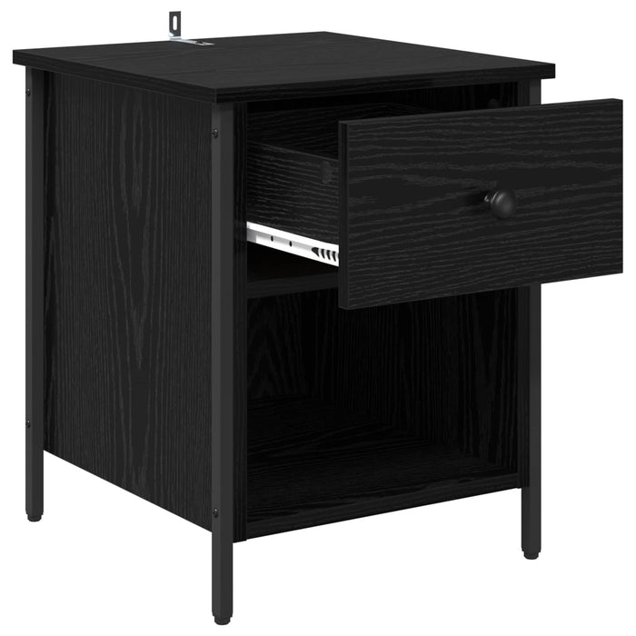 Dulap de noapte Stejar Negru 40 x 42 x 50 cm Lemn compozit WALTI