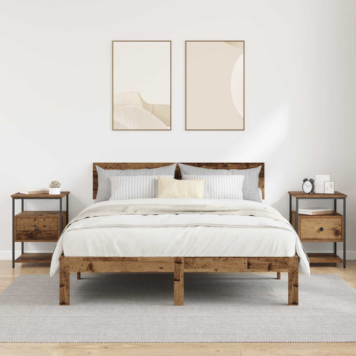 Dulap de noapte 2 pcs Lemn vechi 40 x 42 x 56 cm Lemn compozit WALTI