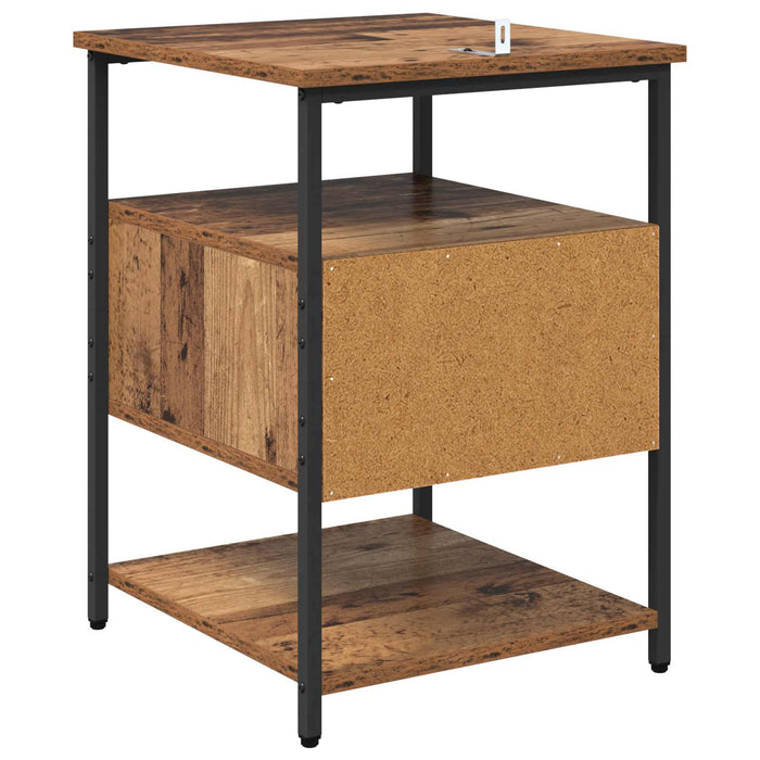 Dulap de noapte 2 pcs Lemn vechi 40 x 42 x 56 cm Lemn compozit WALTI