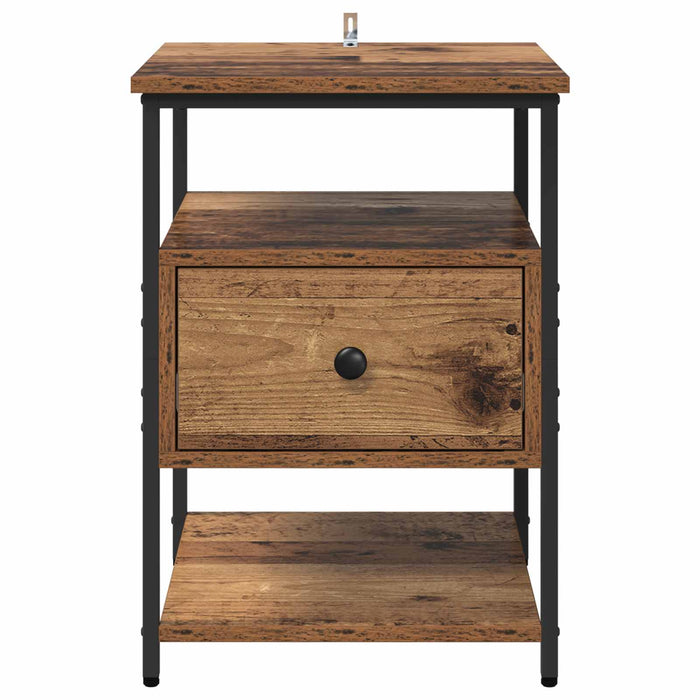 Dulap de noapte 2 pcs Lemn vechi 40 x 42 x 56 cm Lemn compozit WALTI