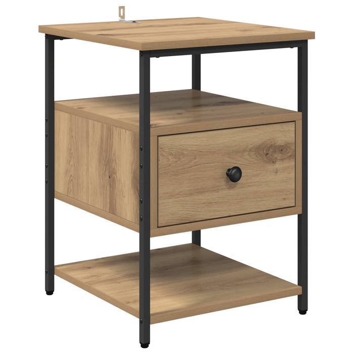 Dulap de noapte Stejar Artizanal 40 x 42 x 56 cm Lemn compozit WALTI