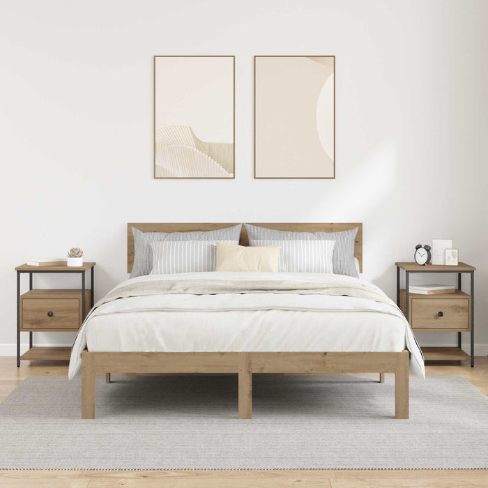 Dulap de noapte 2 buc. Stejar Artizanal 40 x 42 x 56 cm WALTI