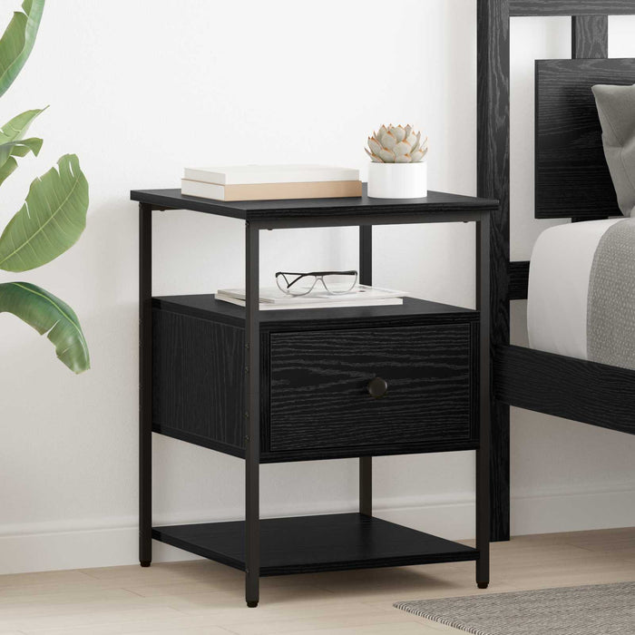 Dulap de noapte Stejar Negru 40 x 42 x 56 cm Lemn compozit WALTI