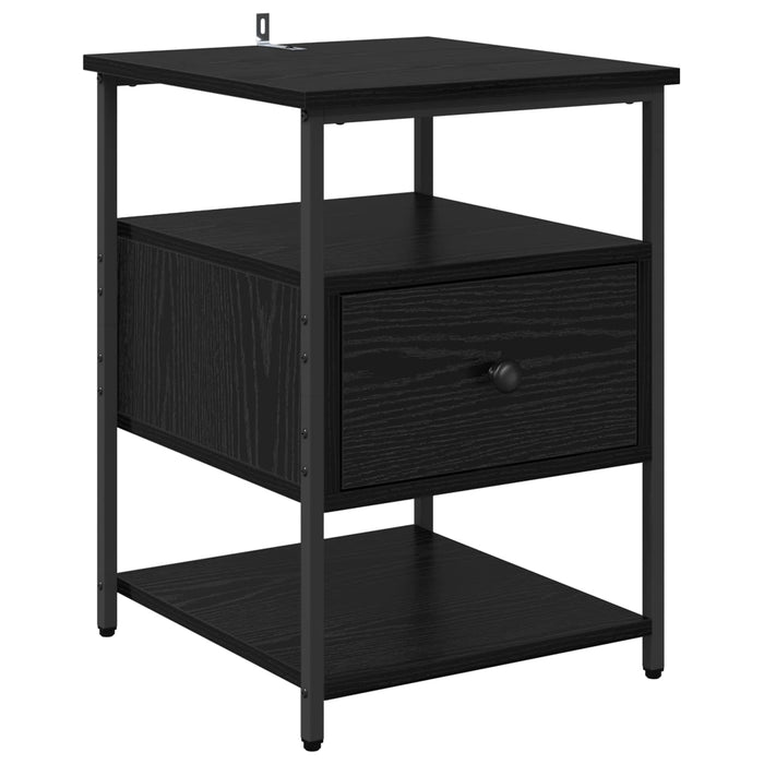 Dulap de noapte Stejar Negru 40 x 42 x 56 cm Lemn compozit WALTI