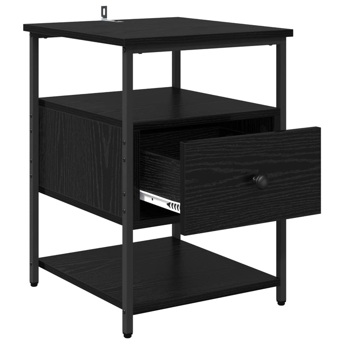 Dulap de noapte cu sertar 2 pcs Stejar Negru 40 x 42 x 56 cm WALTI