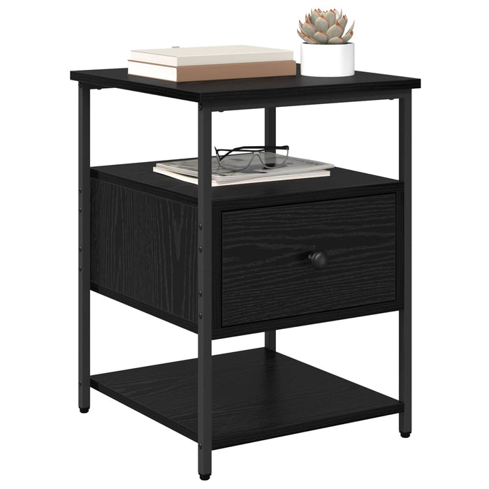 Dulap de noapte cu sertar 2 pcs Stejar Negru 40 x 42 x 56 cm WALTI