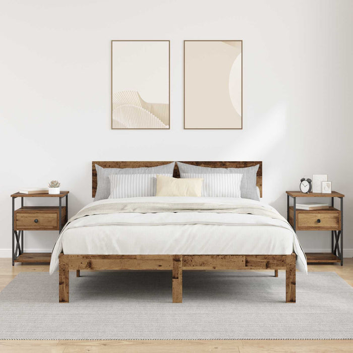 Dulap de noapte 2 pcs Lemn vechi 40 x 42 x 55 cm Lemn compozit WALTI