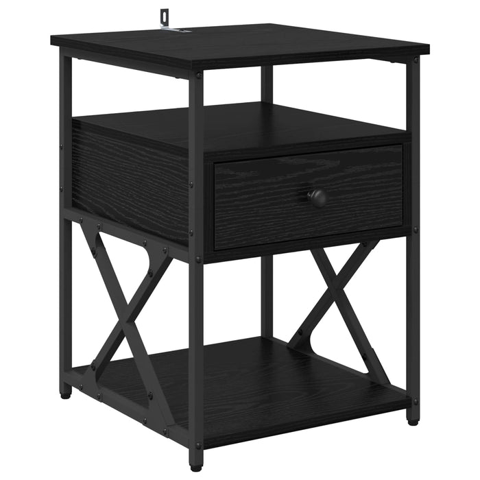 Dulap de noapte Stejar Negru 40 x 42 x 55 cm Lemn compozit WALTI