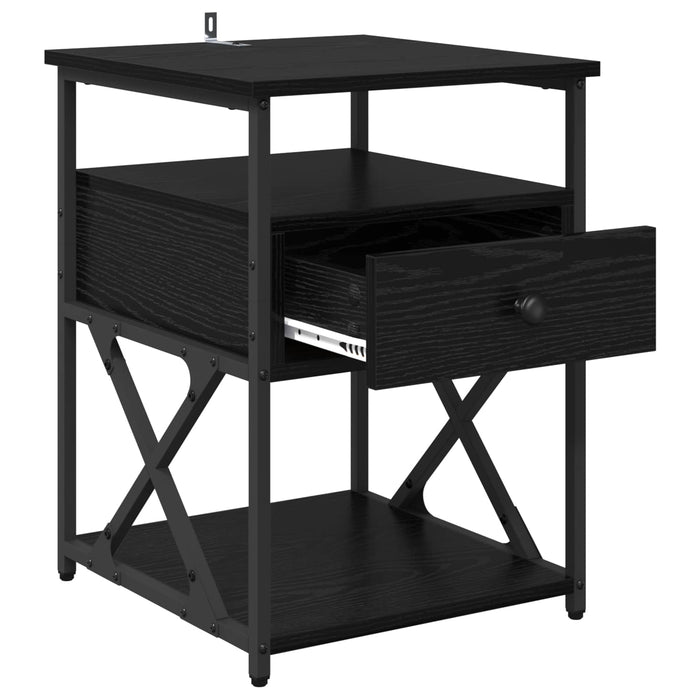 Dulap de noapte Stejar Negru 40 x 42 x 55 cm Lemn compozit WALTI