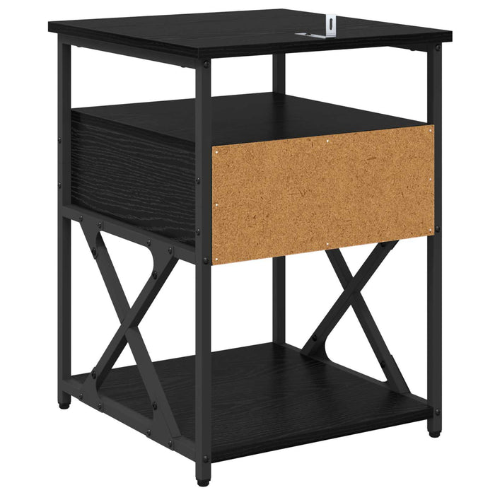 Dulap de noapte Stejar Negru 40 x 42 x 55 cm Lemn compozit WALTI