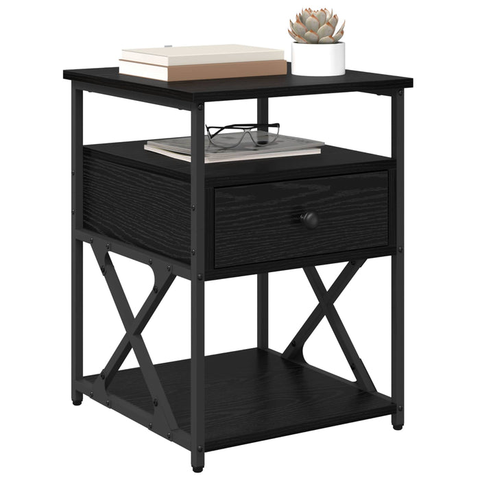 Dulap de noapte Stejar Negru 40 x 42 x 55 cm Lemn compozit WALTI