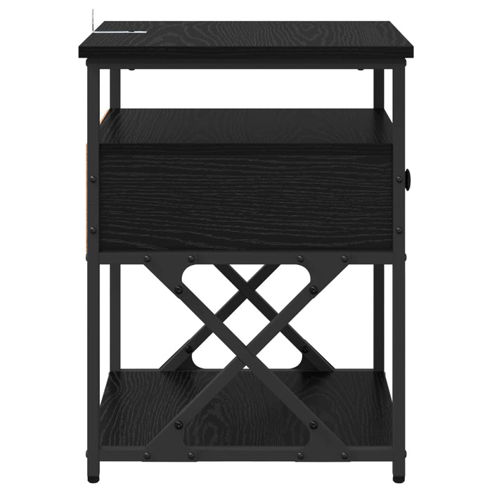 Dulap de noapte Stejar Negru 40 x 42 x 55 cm Lemn compozit WALTI