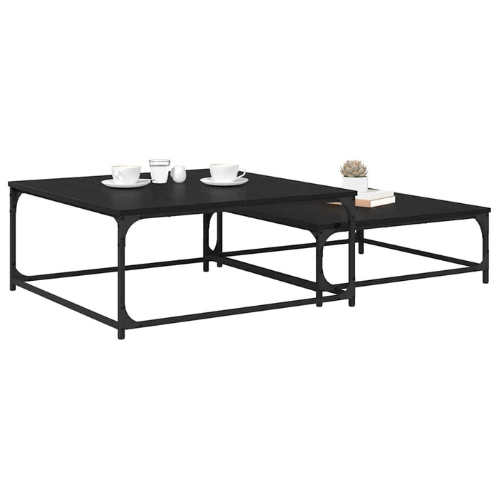 Masă de cafea 2 pcs Stejar Negru Lemn compozit - WALTI WALTI