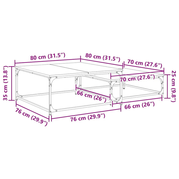 Masă de cafea 2 pcs Stejar Negru Lemn compozit - WALTI WALTI