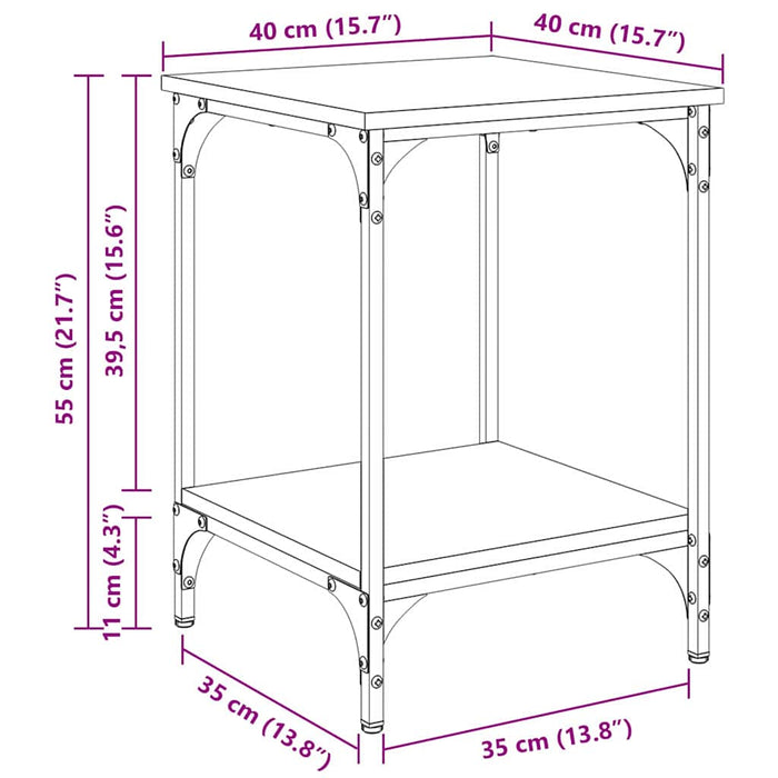 Masă de cafea Stejar Artizanal 40 x 40 x 55 cm Lemn compozit - WALTI WALTI