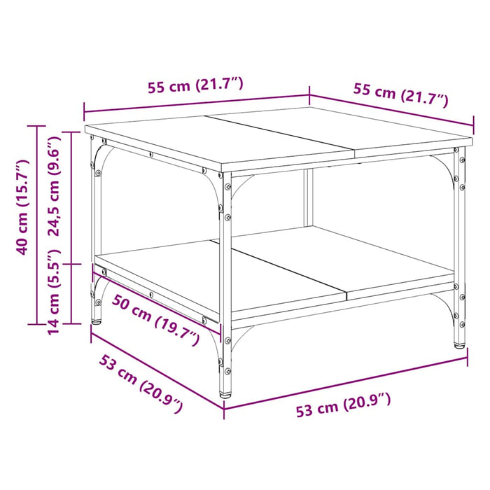 Masă de cafea Stejar Negru 55 x 55 x 40 cm Lemn compozit - WALTI WALTI