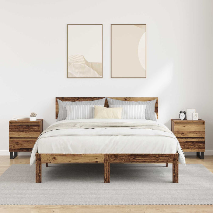 Dulap de noapte 2 pcs Lemn vechi 40 x 35 x 50 cm Lemn compozit WALTI