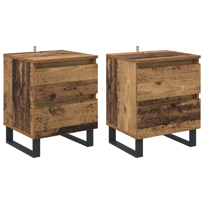 Dulap de noapte 2 pcs Lemn vechi 40 x 35 x 50 cm Lemn compozit WALTI