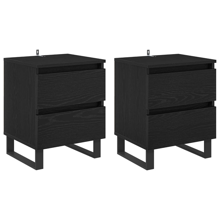 Dulap de noapte cu sertar 2 pcs Stejar Negru 40 x 35 x 50 cm - WALTI WALTI