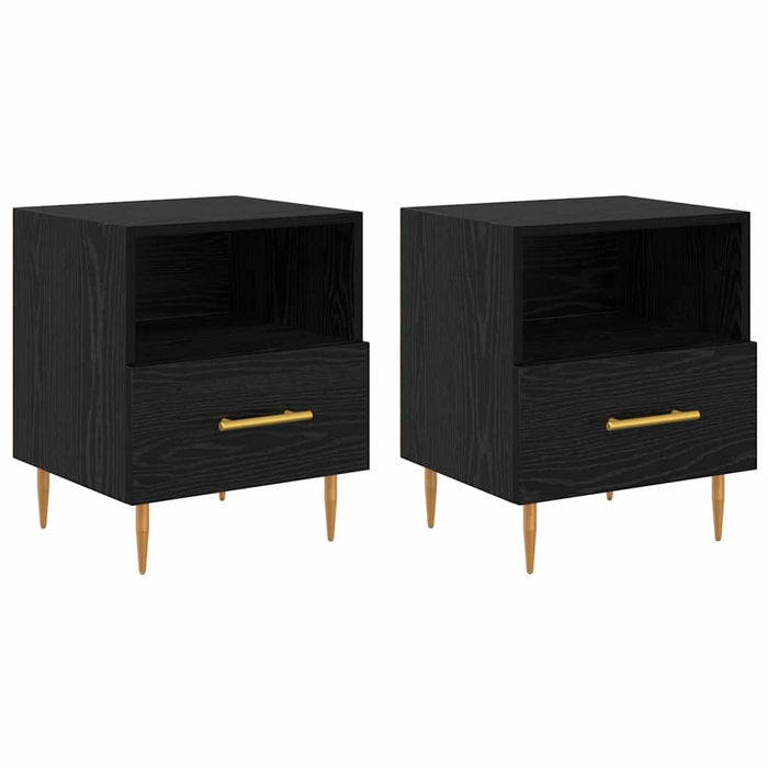 Noptieră cu sertar 2 pcs Negru 40 x 35 x 47,5 cm Lemn compozit - WALTI WALTI
