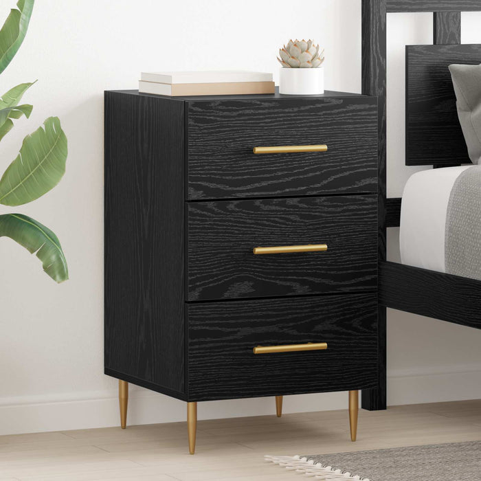 Dulap de noapte Stejar Negru 40 x 40 x 66 cm Lemn compozit - WALTI WALTI