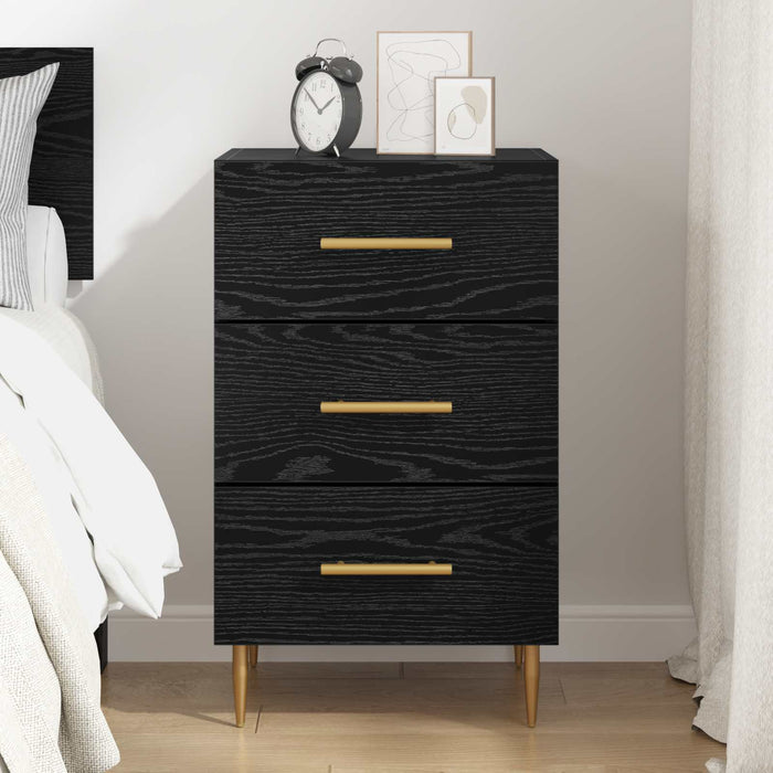 Dulap de noapte Stejar Negru 40 x 40 x 66 cm Lemn compozit - WALTI WALTI