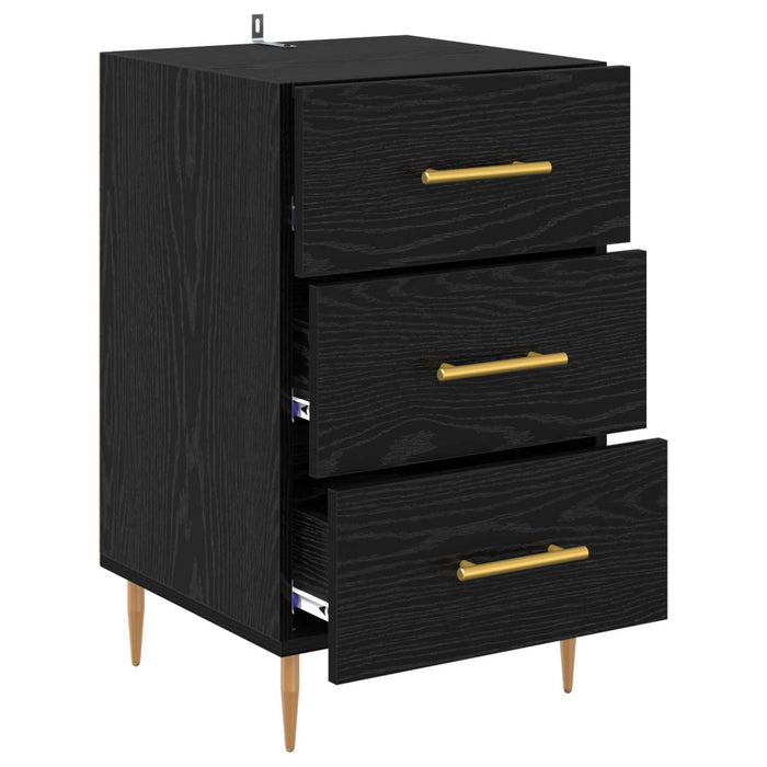 Dulap de noapte Stejar Negru 40 x 40 x 66 cm Lemn compozit - WALTI WALTI