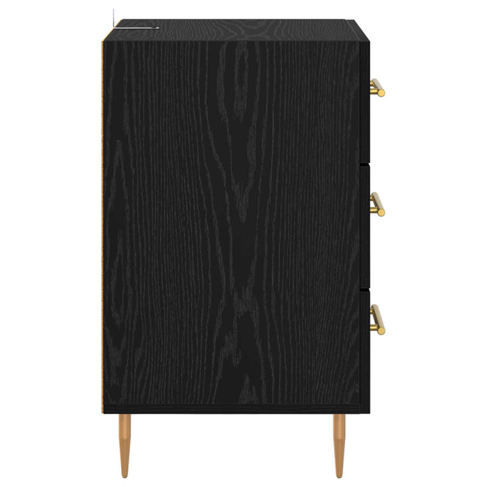 Dulap de noapte Stejar Negru 40 x 40 x 66 cm Lemn compozit - WALTI WALTI
