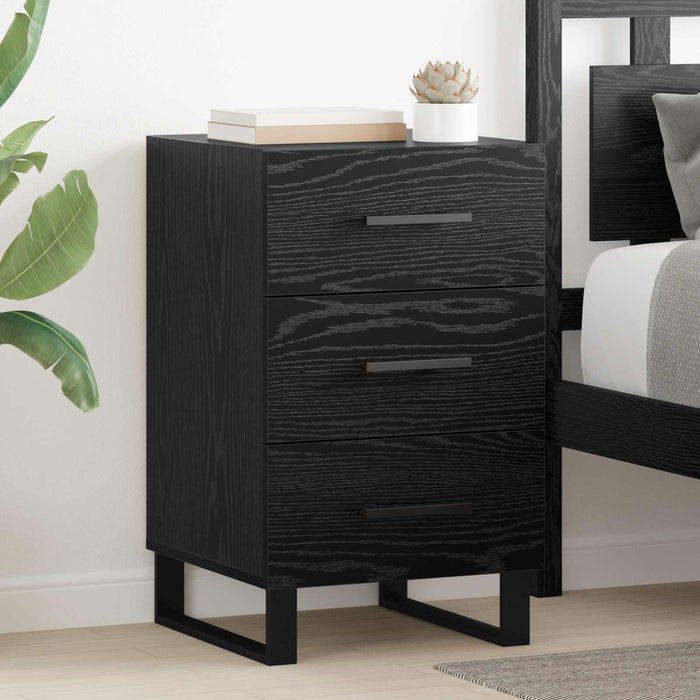 Dulap de noapte Stejar Negru 40 x 40 x 66 cm Lemn compozit - WALTI WALTI
